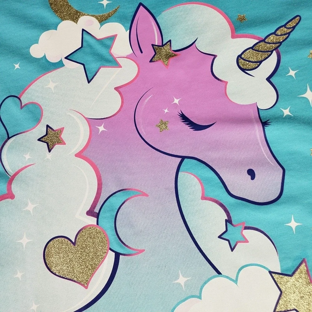 PLACE T-shirt for girls with unicorn graphic print size 10/12 color‎ Blue New